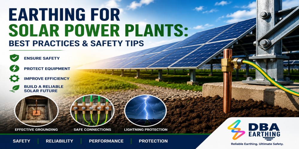 Earthing for solar power plants
