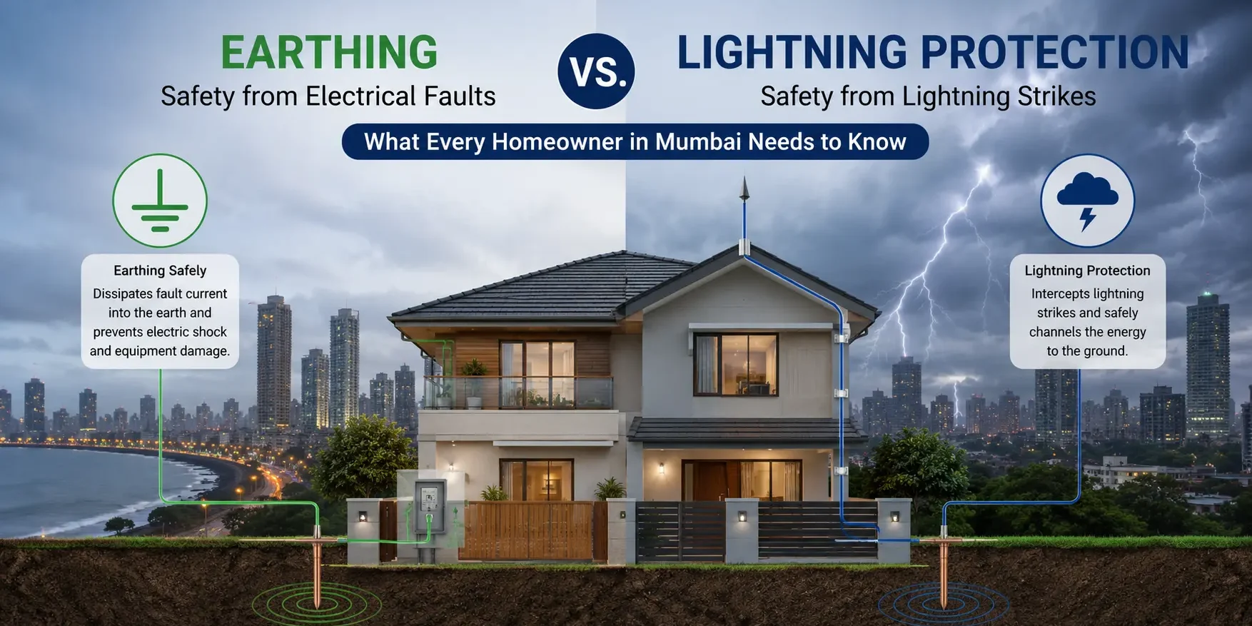 Earthing vs Lightning Protection Earthing vs. lightning protection system for a Mumbai home