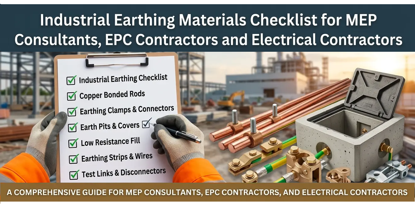 Industrial Earthing Materials Checklist for MEP Consultants, EPC Contractors and Electrical Contractors